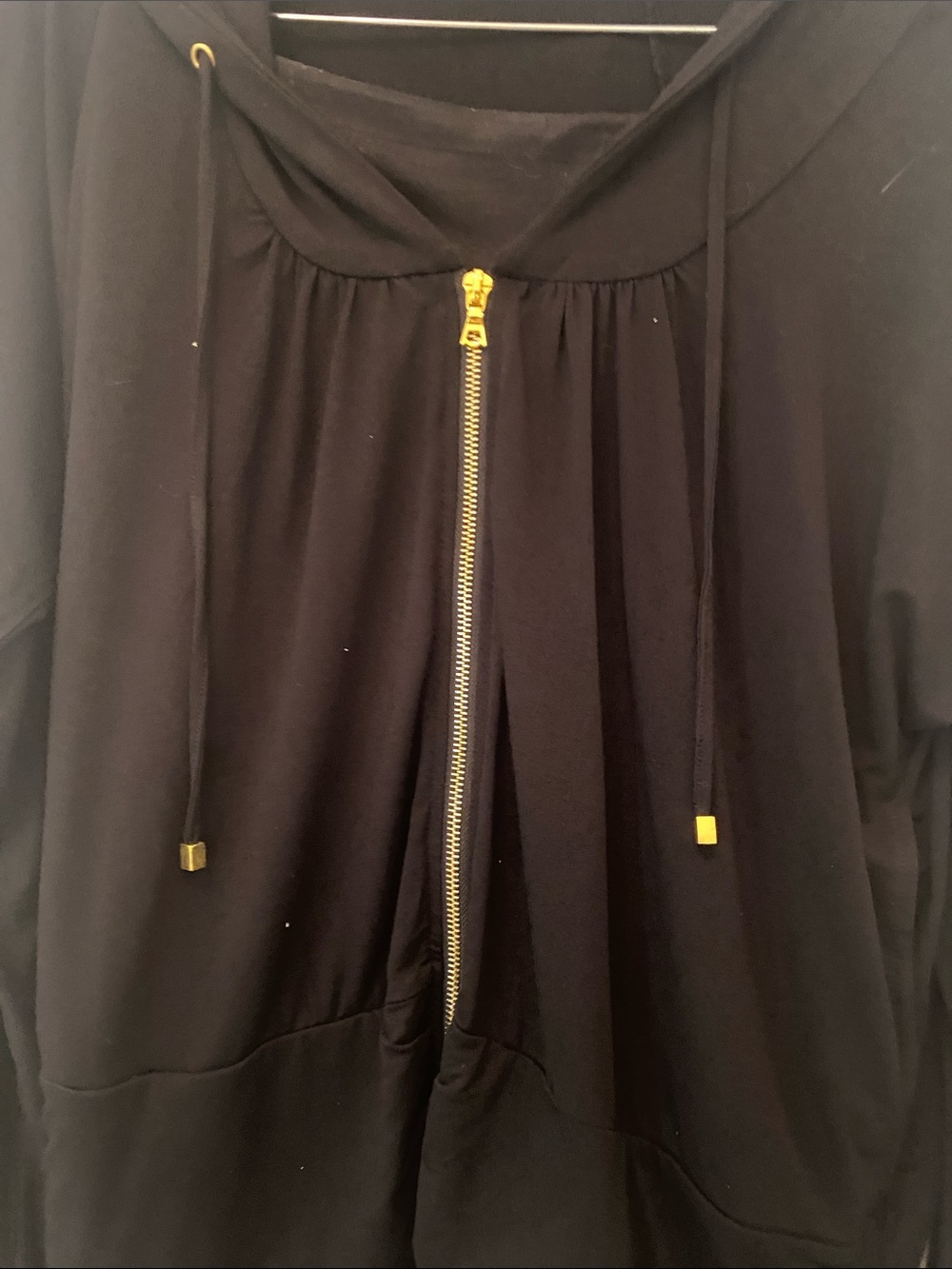 Boston Proper Black Hooded Zip-Front Tracksuit cropped pants - Picture 2 of 4
